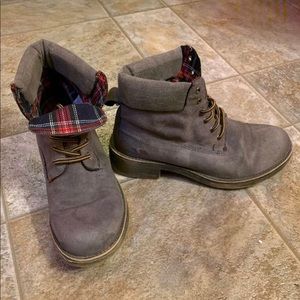 Grey combat boots